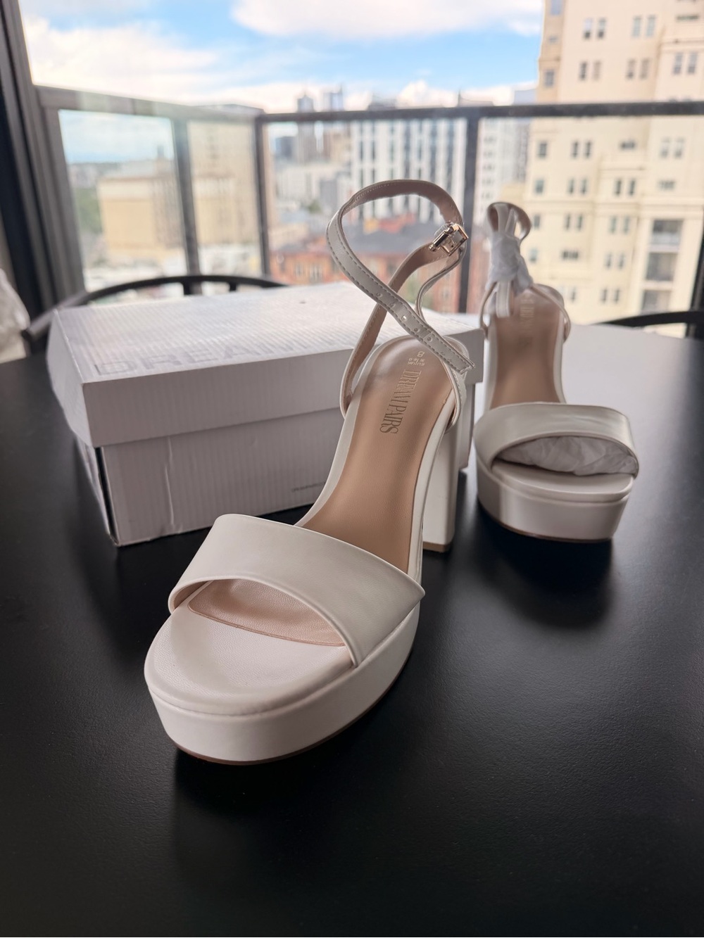 Dream Pairs Women's White Platform Block Heel Sandals - Picture 2 of 5